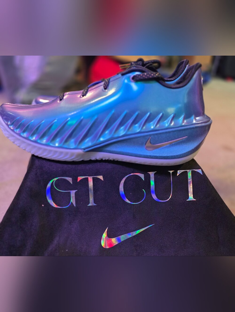 Nike GT CUT 4 PREHAT in Metalick Iridescent Blue